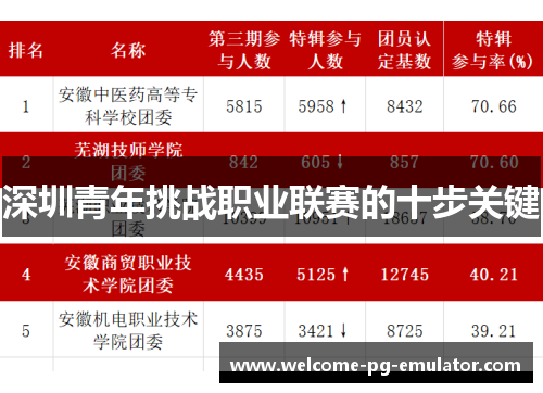 深圳青年挑战职业联赛的十步关键